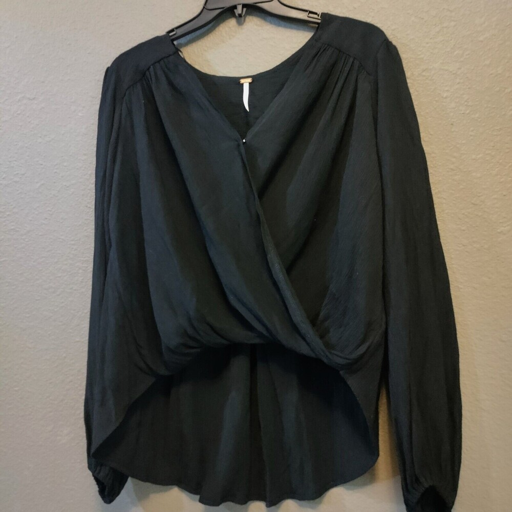 Free People Women's Top Long Sleeves Black Size XS Blouse